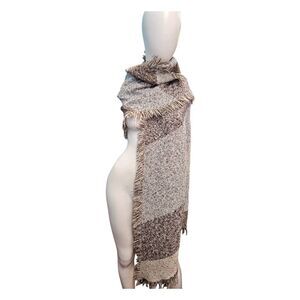 Tan and cream fringed Wrap or Sarf